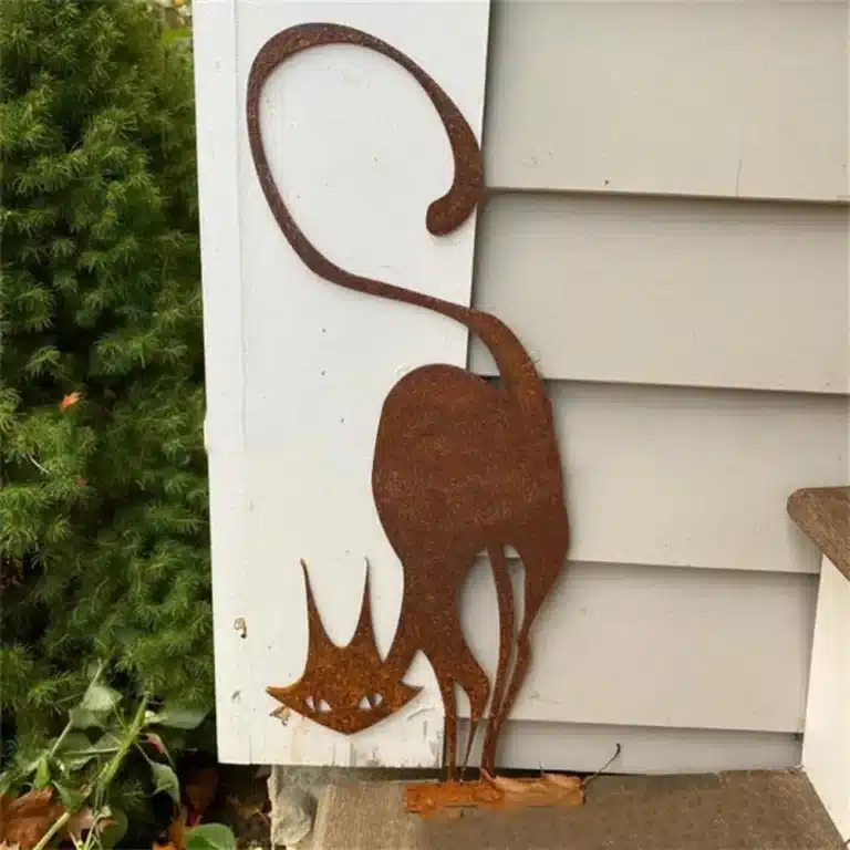 Statue de chat en métal en forme de chat pour Halloween, décoration mystérieuse, résistante à la déformation, pour la cour 3