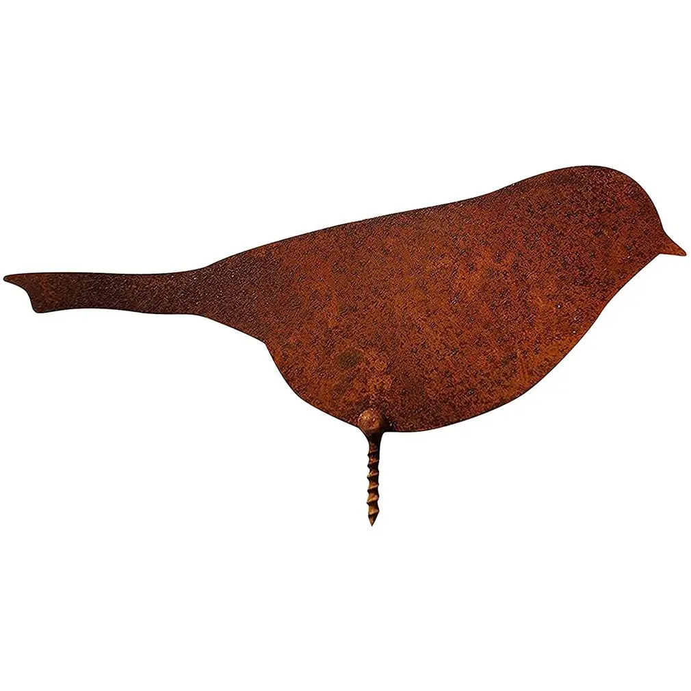 Guirlande coeur, Couple d'oiseaux sur le nid, plat, métal rouillé, 18x25 cm